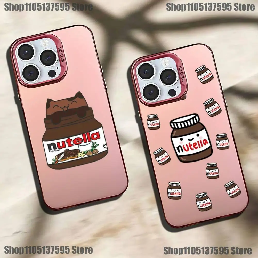 Funda de teléfono N-Nutella Choco para iPhone 17,16,15,14,13,12,11, Mini,Pro,E,SE4,XS,MAX, funda mate rosa caramelo