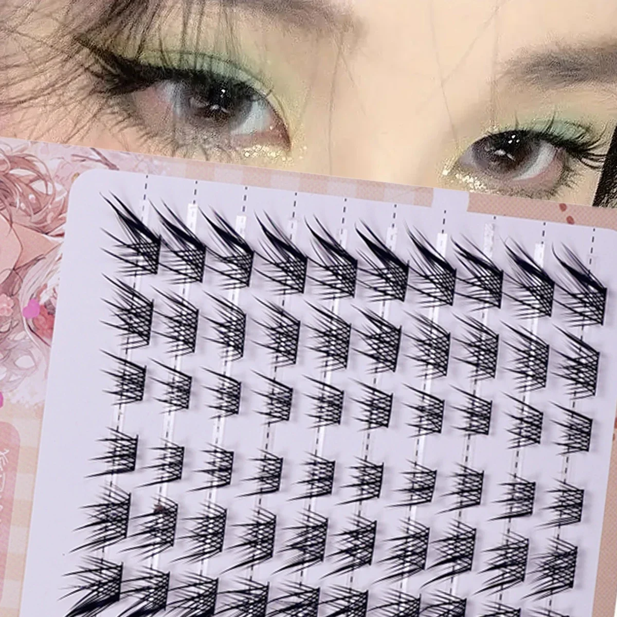 Budget Portable Divided Tray 60Pcs Fox Eye Anime C Curl Clusters Mixed Length DIY Lash Extension Starter Kit