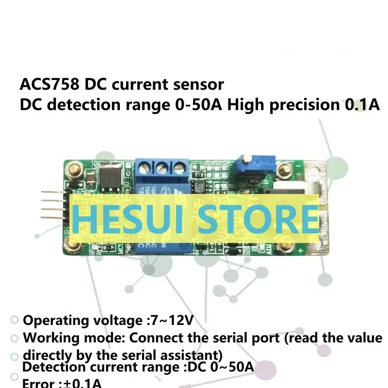 ACS758 DC Current Detection Module 0-50A Hall Current sensor module has a high precision of 0.1A
