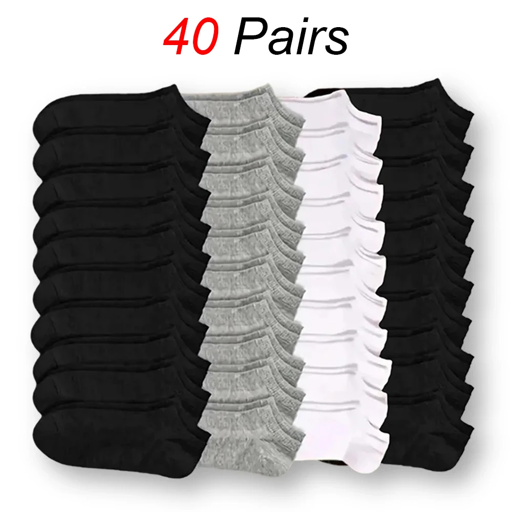 10/20/40 Pairs Men Boat Socks Business Sport Sweat Absorption Mature Summer Autumn Solid Color Non Pilling Versatile Ankle Socks