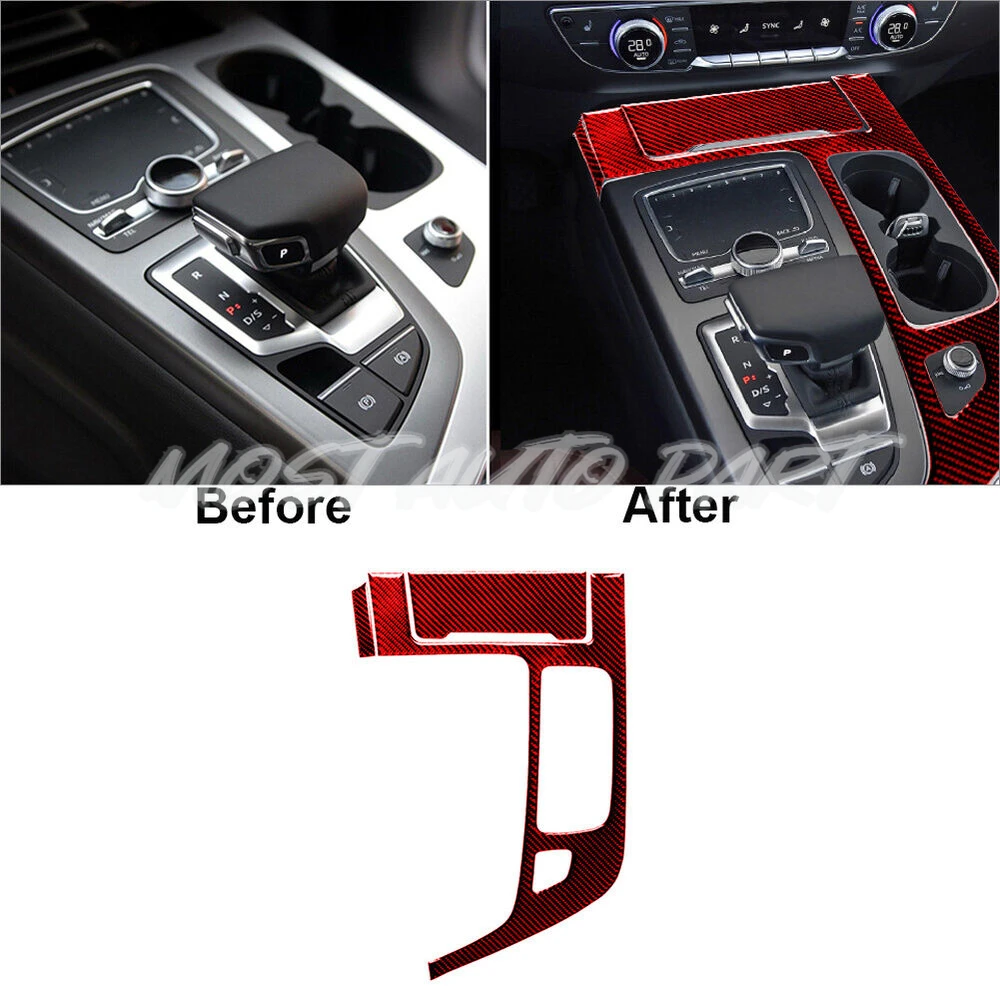 

Soft Carbon Fiber Interior Center Console Gear Shift Box Frame Trim Cover For Audi Q7 2016-2021 3pcs （2 Color）