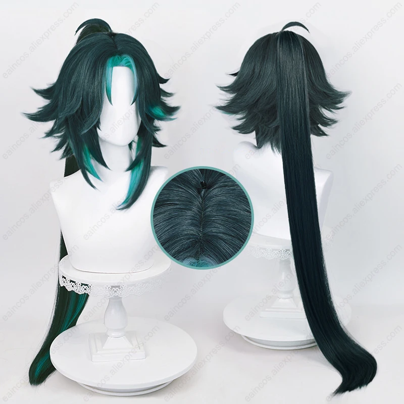 Xiao longa peruca cosplay resistente ao calor, cor mista, perucas do couro cabeludo, cabelo sintético, 40cm, 90cm