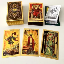 Spanish Golden Foil 12x7cm Tarot Deck Divination Cards for Beginners with 2-Languages Guidebook Toro Taro