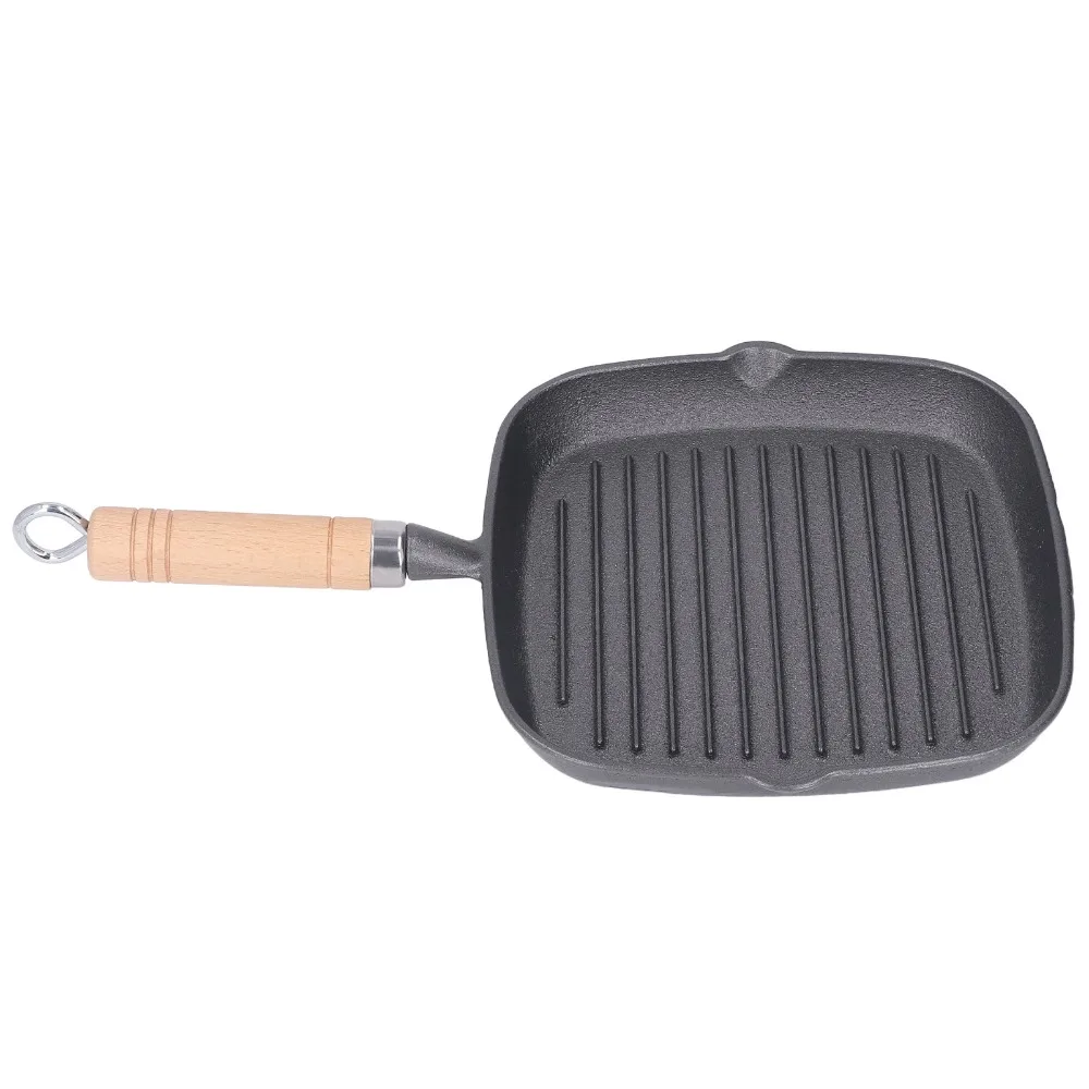 Kitchen Cookware Cast Iron Grill Pan Nonstick Square Steak Pan Multi-functional Black Steak Griddle Bacon/Onion/Burgers/Meats