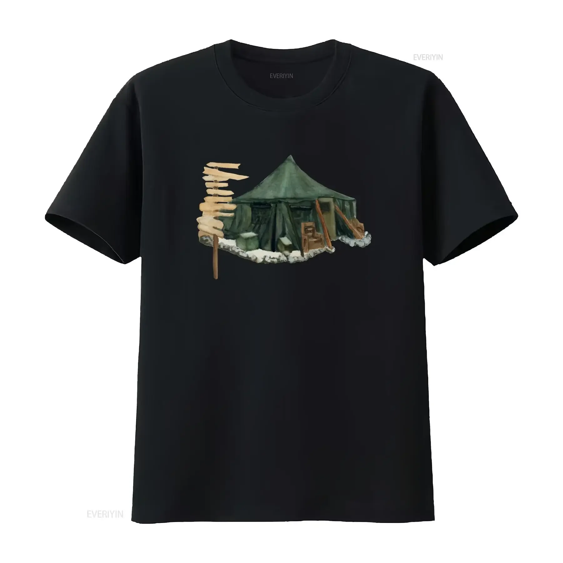 Mash 4077 Camp Retro Style T Shirt Unique Military Tent Print for Outdoor Enthusiasts vintage Washed Unisex homme fashion