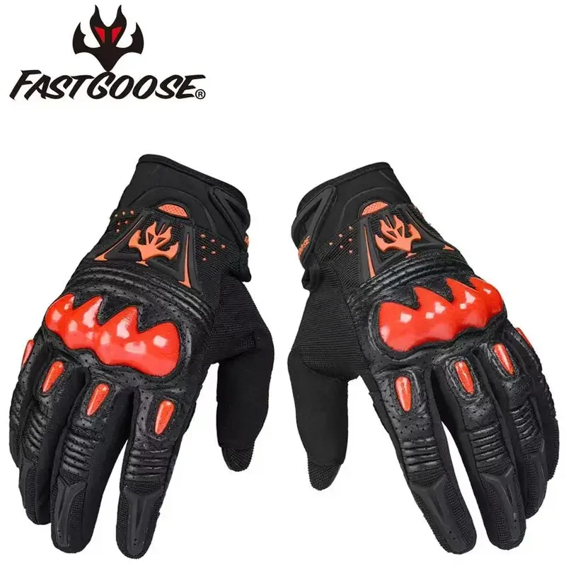 

FASTGOOSE Summer Motorcycle Gloves Moto Touch Screen Breathable Motorbike Racing Riding Bicycle Protective Carbon Leather Luvas