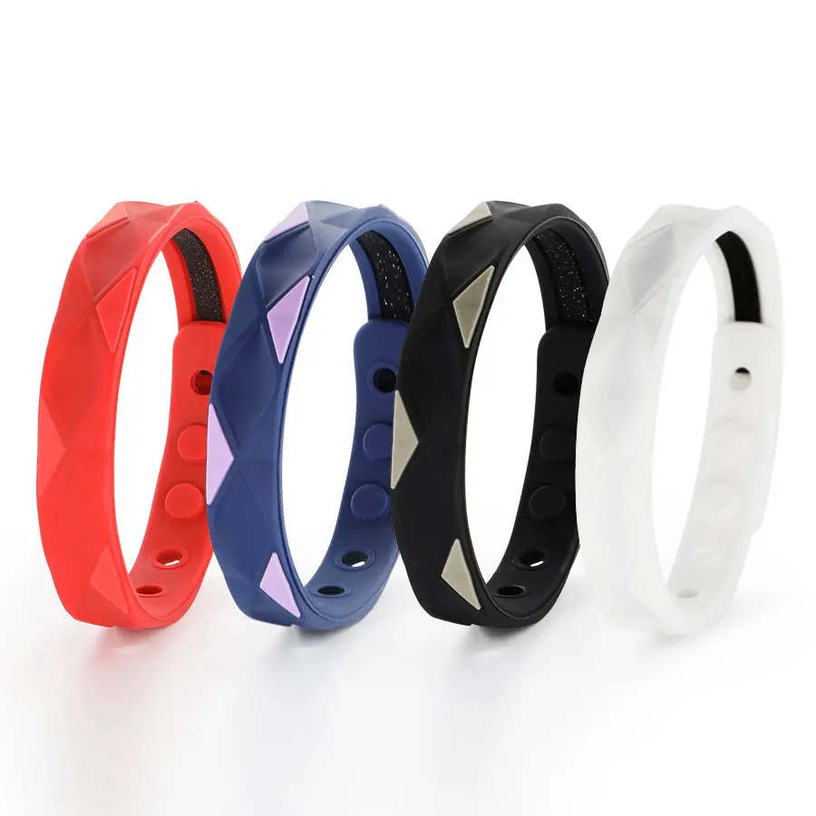 Pulsera de silicona tridimensional ajustable con iones negativos, antiestática y antiagua, producto de seguridad sólido simple