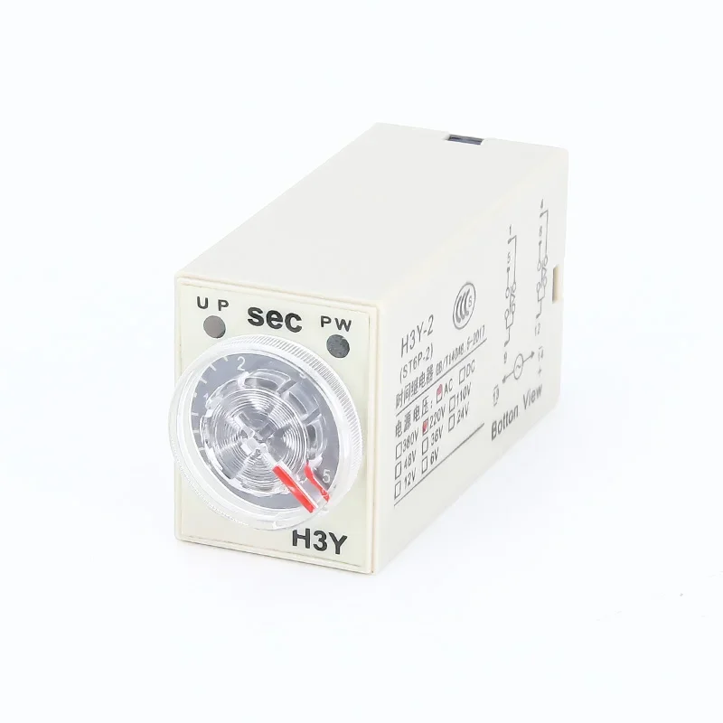 Power-on Delay Rotary Knob DPDT 5S/10S/30S/60S/3M/5M/10M/30M Timer Timing Time Relay AC 24V 220V 380V H3Y-2 With Base Socket