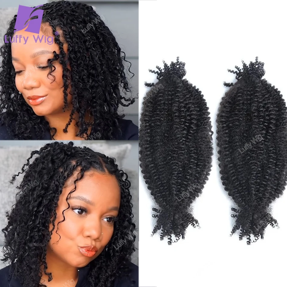 100% Human Hair Spring Twist Hair Extensions Double Drawn Afro Kinky Curly Braiding Hair For Mini Twist Afro Marley Twist