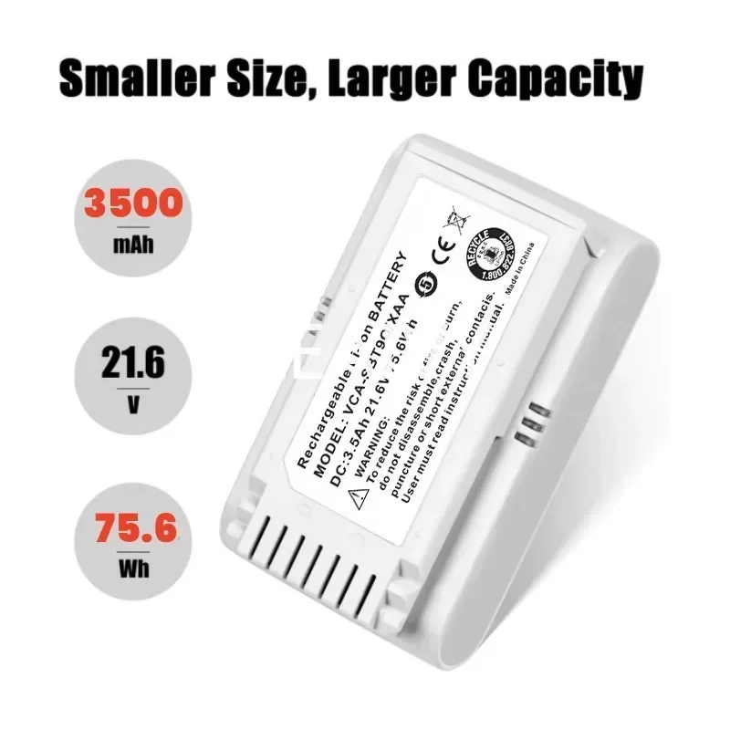 بطارية بديلة VCA-SBT90EJet70 مكنسة كهربائية للحيوانات الأليفة VS15T7032P4 بطارية ليثيوم أيون عالية السعة لون أبيض متوافق