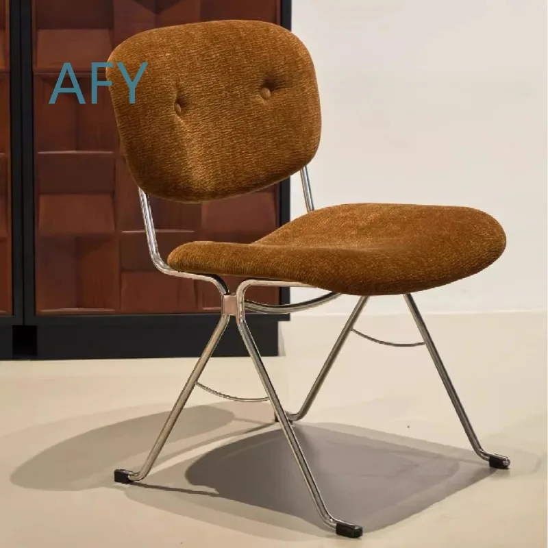 Italian Minimalist Vintage Stainless Steel Chair for Dining Room Living Room Home Office Decor Luxe Designer Furniture
