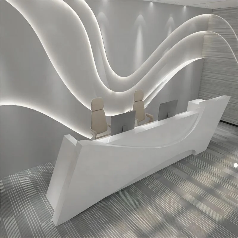 

Custom. Personality design white light front desk salon fashion high end custom luxury reception table