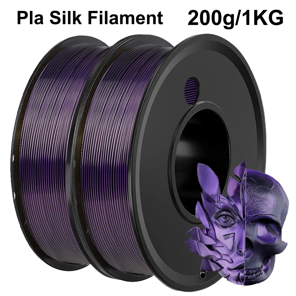 

250g 500g 1Kg 2 Colours PLA Silk Black Purple 3D Printer Filament Dual Color Silk Purple Black 1.75mm Pla 3D Printing Material