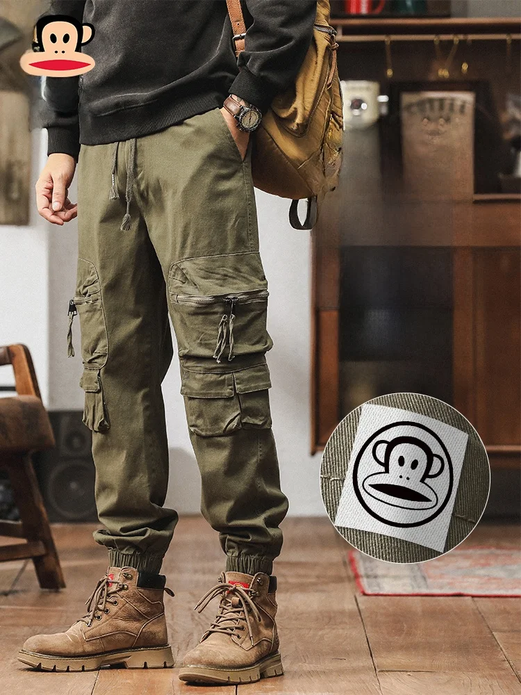 

PaulFrank American Sle Work Pants Men's Loose Cuffed Outdoor Tactical Paratrooper Casual Pants Breathable Comfortable Cotton