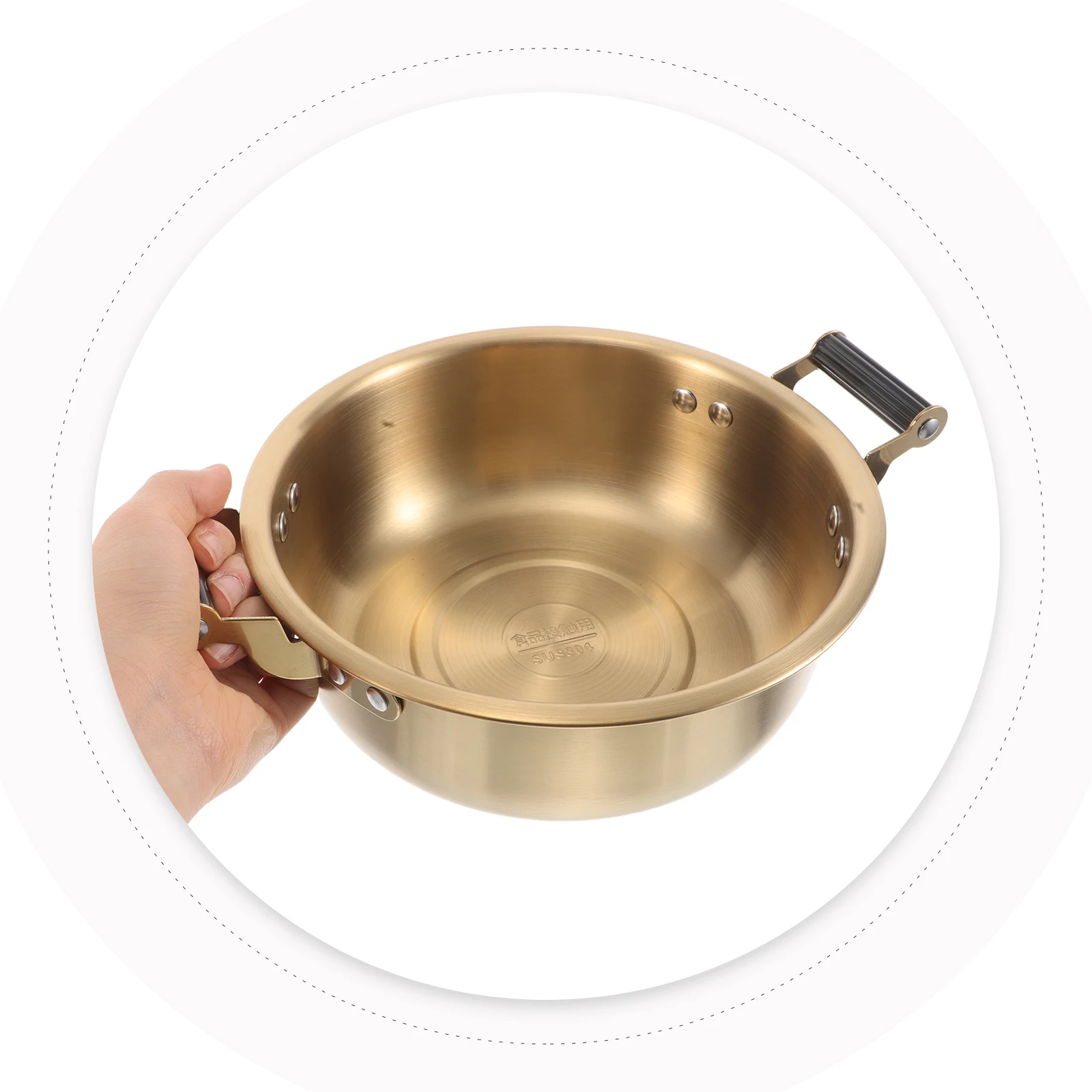 

Thickened Stainless Steel Soup Pot Double Handle Noodle Outdoor Cooking with Handles Instant Ramen