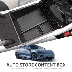 for BYD Seal EV 2022-2024 Center Console Armrest Storage Box Central Tray Organizer Accessories Tidying Black