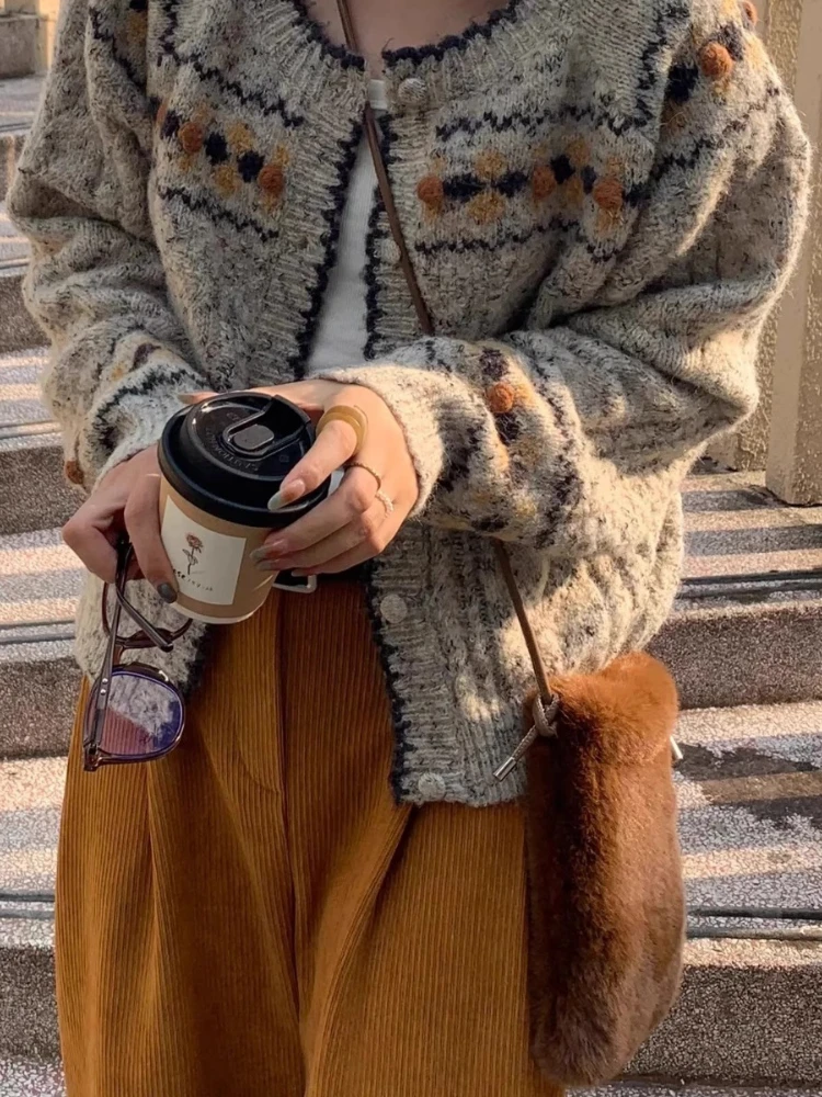 Suéteres vintage casacos soltos de malha cardigan topo coreano moda outono inverno malha único breasted cardigan para mulheres outerwear