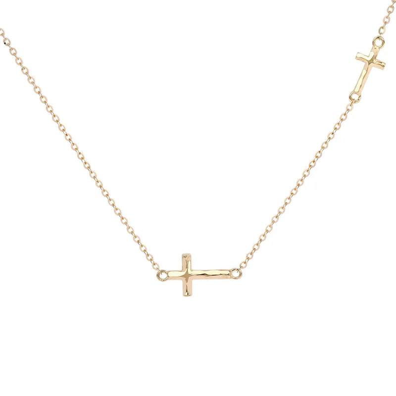 Popular 925 Sterling Silver Cross Necklace Simple Style Charm Choker Birthday Gift for Women Fine Jewelry