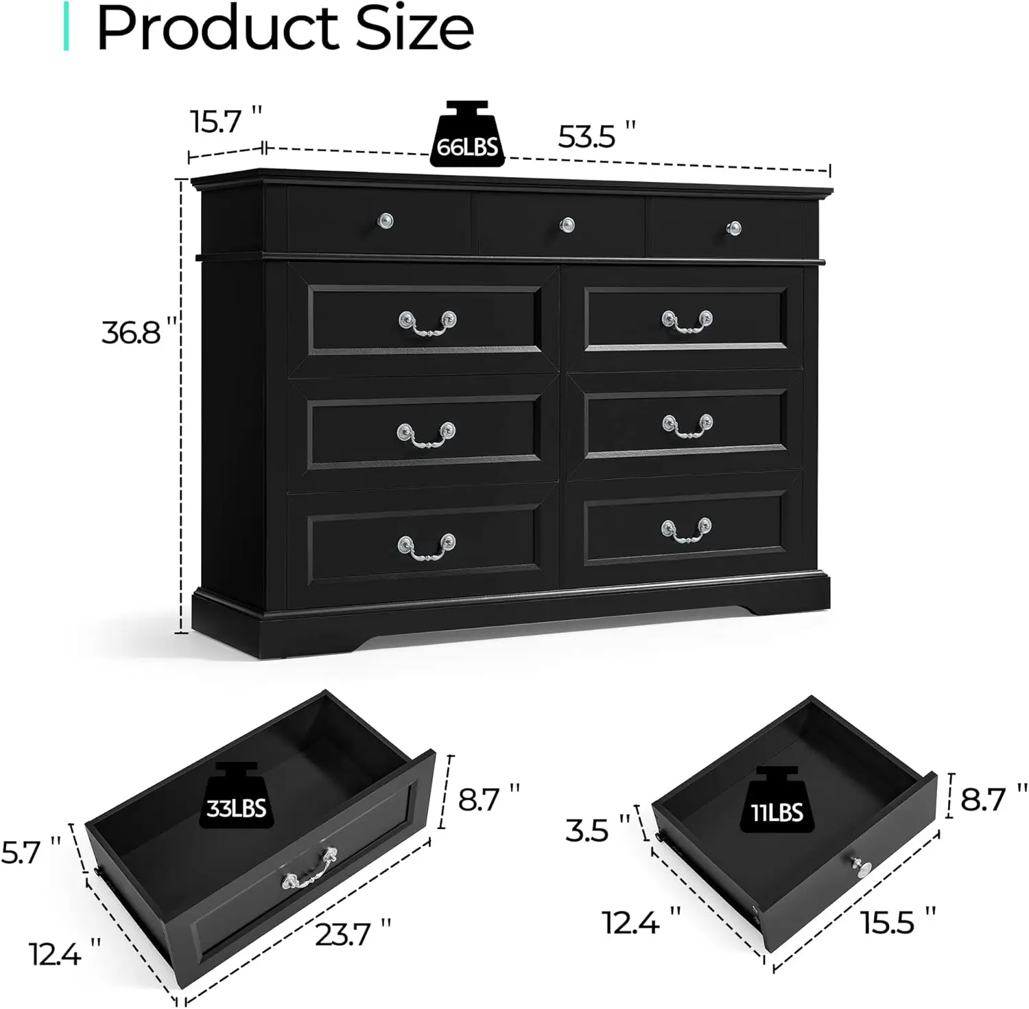 Linsy Home Drawers Dresser For Bedroom, Wood Bedroom Dresser Farmhouse Drawer Chest, Tall Dresser For Closet, Dressers