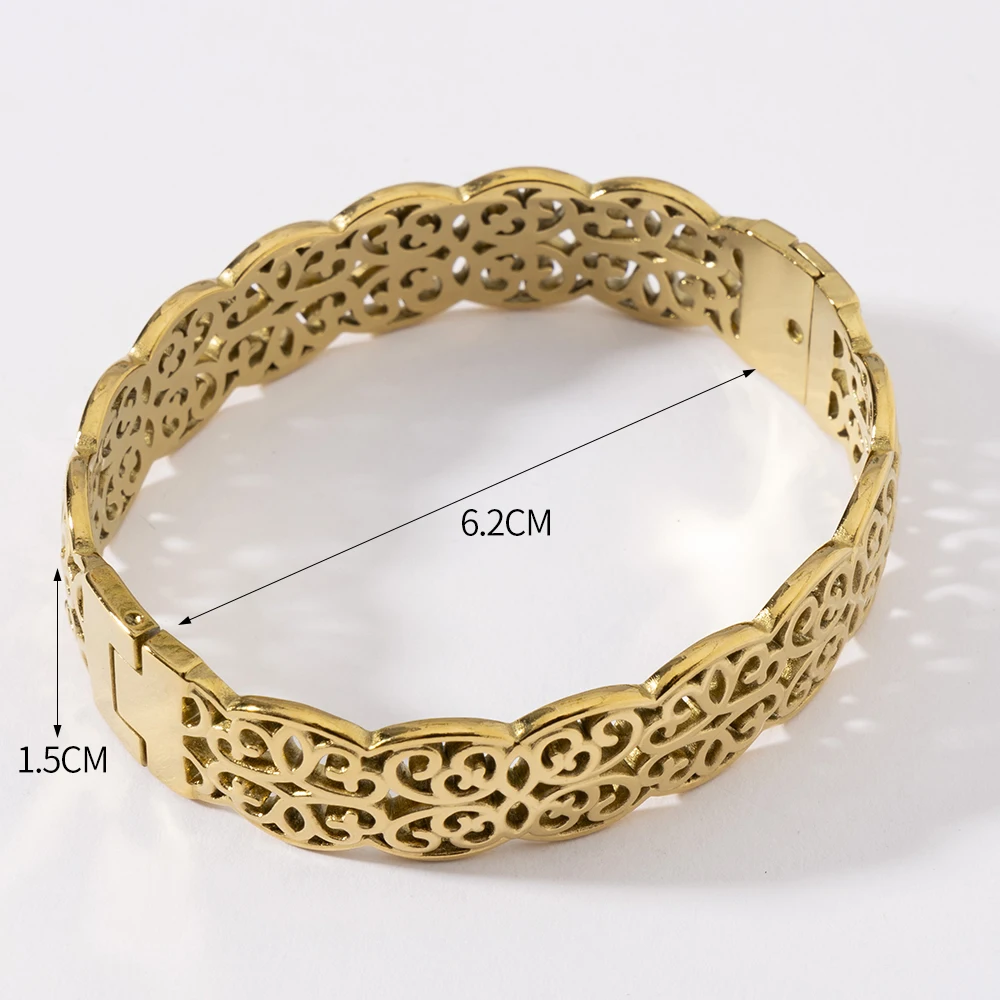 LUIZADA Vintage vergoldetes Armband für Frauen, Edelstahl, Luxus-Armreif für afrikanische Hochzeit, neue exquisite Braut, Verlobung – Detail 6