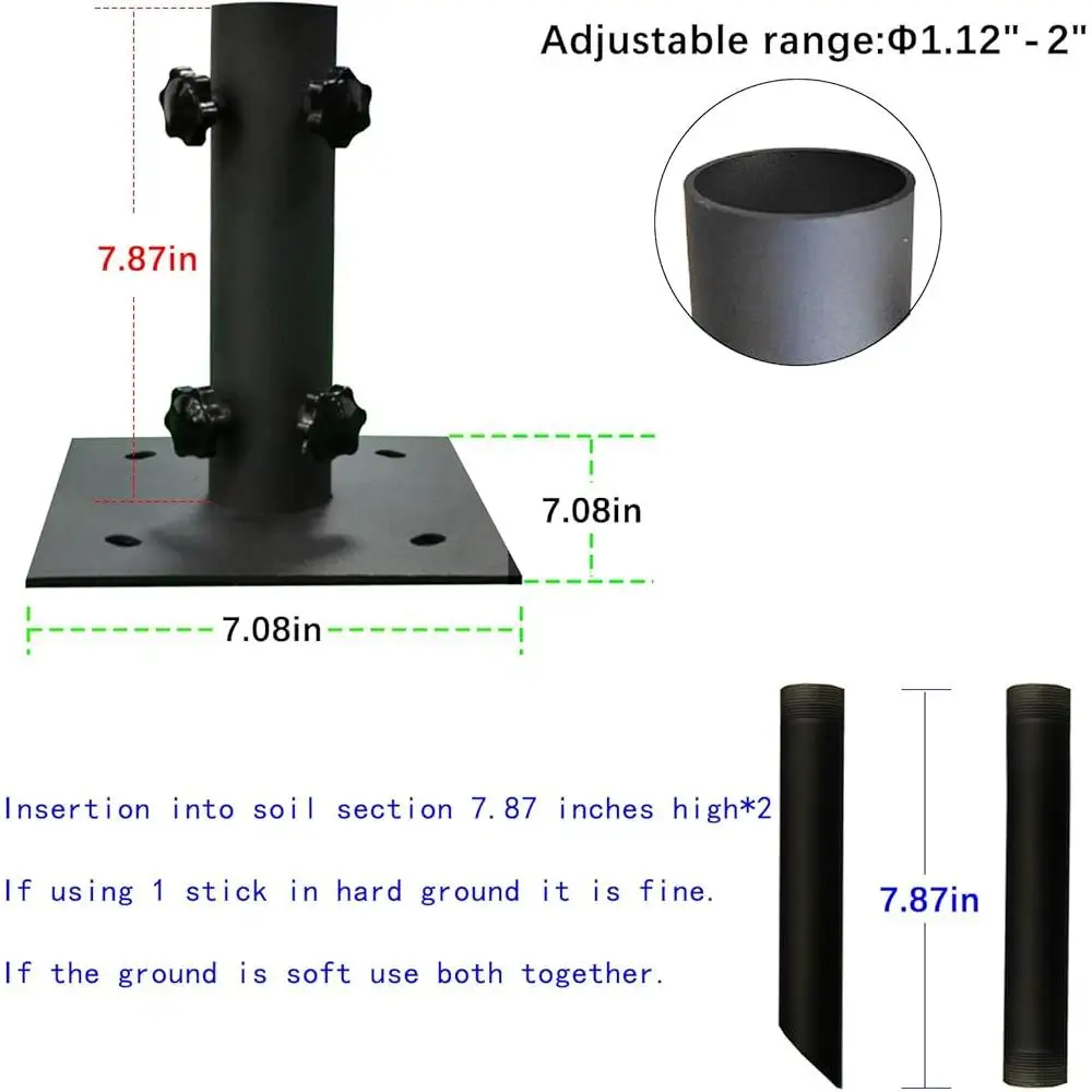2 قطعة قاعدة مظلة خارجية مع مقبض دوار قابل للتعديل سطح الحديقة فناء محمول متعدد المشهد