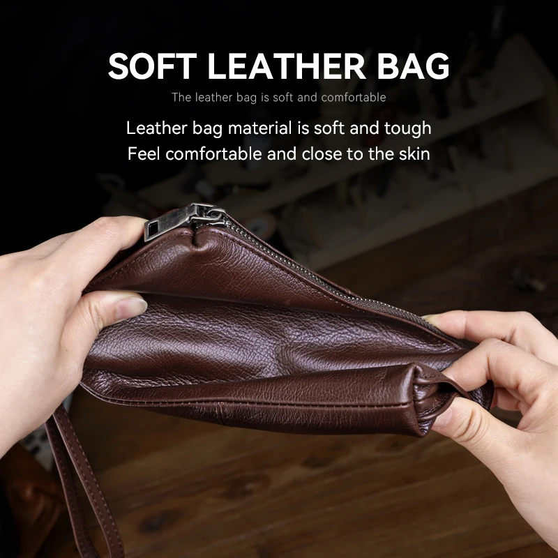 Genuine Leather Men clutch Wallet Handmade Cowhide Long Wallet Handbag Business Clutch Pack Pouch Large Capacity Male Hand Bag