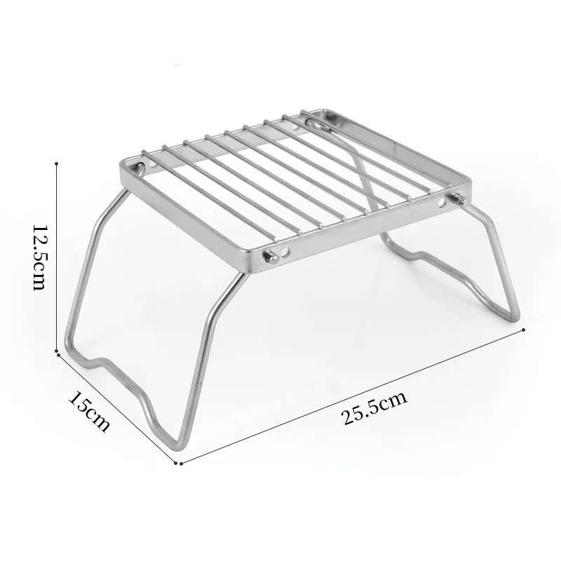 Outdoor Mini Folding Stainless Steel Stove Head Bracket, Barbecue Rack Set, Pot Rack, Baking Tray Bracket, Baking Net Small Size