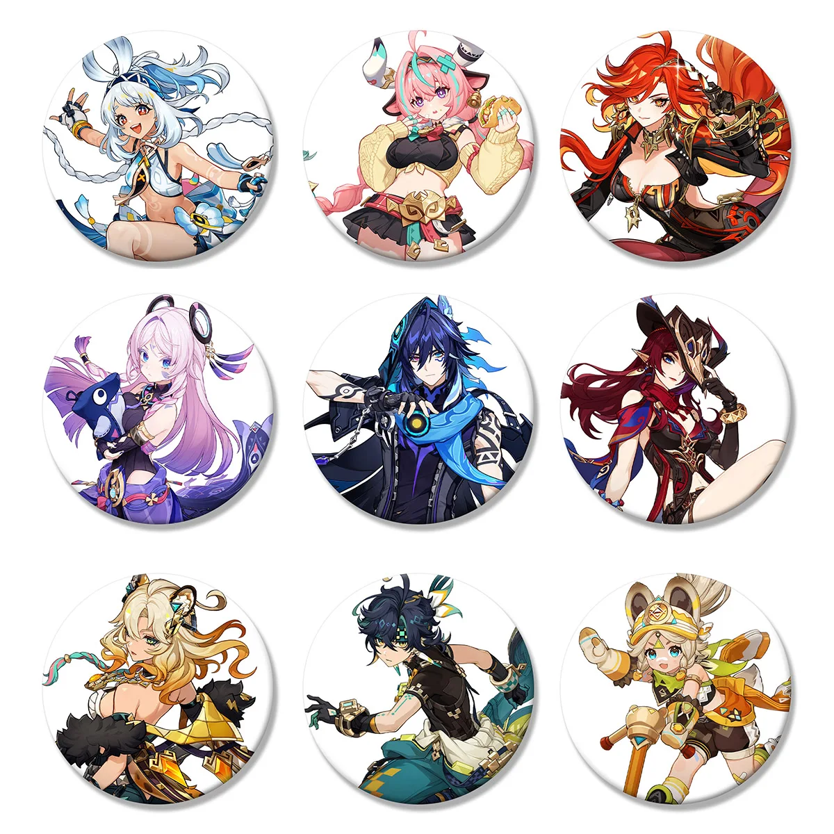 

Genshin Impact Flash Badge Keychains Travel Makeup Mirror Fridge Magnet ACG Goods Collection Pendants Game Peripherals Toy Gifts