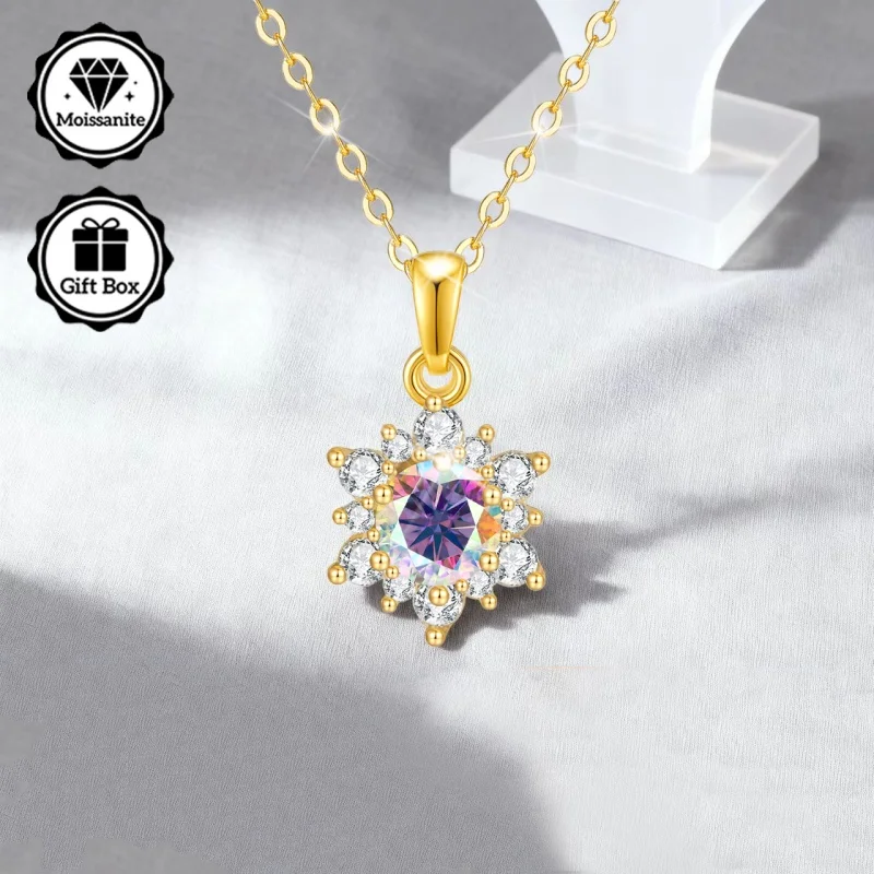 LAMVOICE/ Schmuck für Damen, hochwertiger Schmuck, hypoallergene Halskette, 0,5 Karat Moissanit-Halskette für Damen, Weihnachtsgeschenk