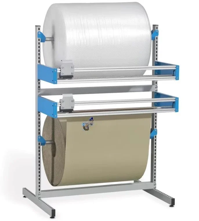 Packing Bubble Film Storage Rack, Bubble Roll Holder with Cutting Blade for Warehouse Packaging
