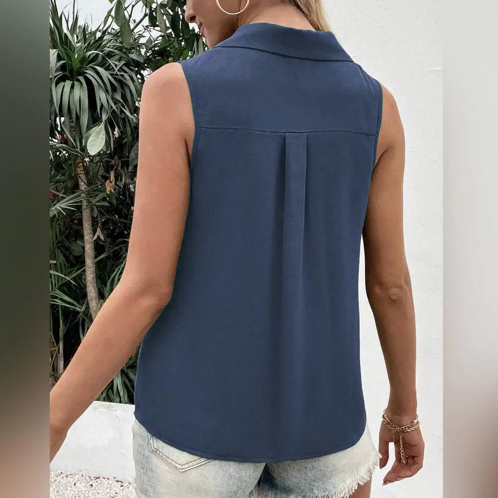 T-shirt estiva da donna gilet Casual tinta unita canotta Oversize con scollo a v senza maniche bottone di media lunghezza vestiti femminili