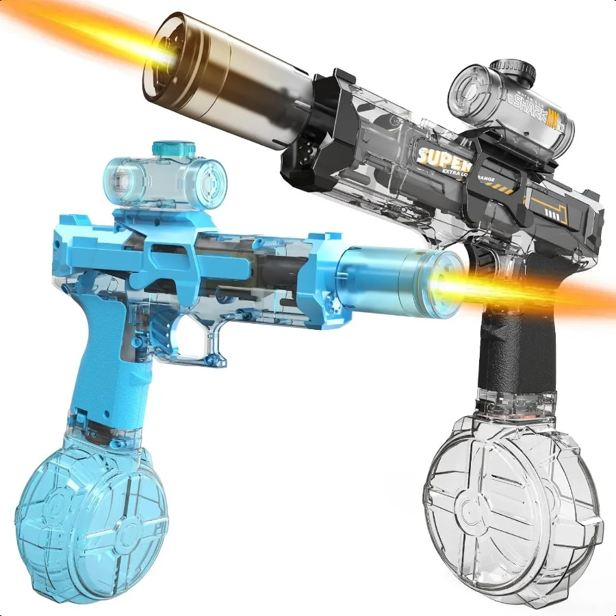 

Электрический водяной пистолет, 2 шт., автоматический пистолет-сквирт, бластер с намордным светом, водяной пистолет дальнего действия 2332 фута, игра для стрельбы на открытом воздухе, вечеринку