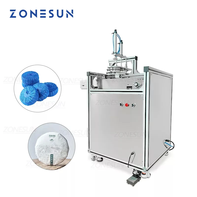 ZONESUN ZS-PK950 Semi Automatic Toilet Cleaner Hotel Soap Cake Teacake Pleated Wrapping Machine Packaging Machine With Conveyor