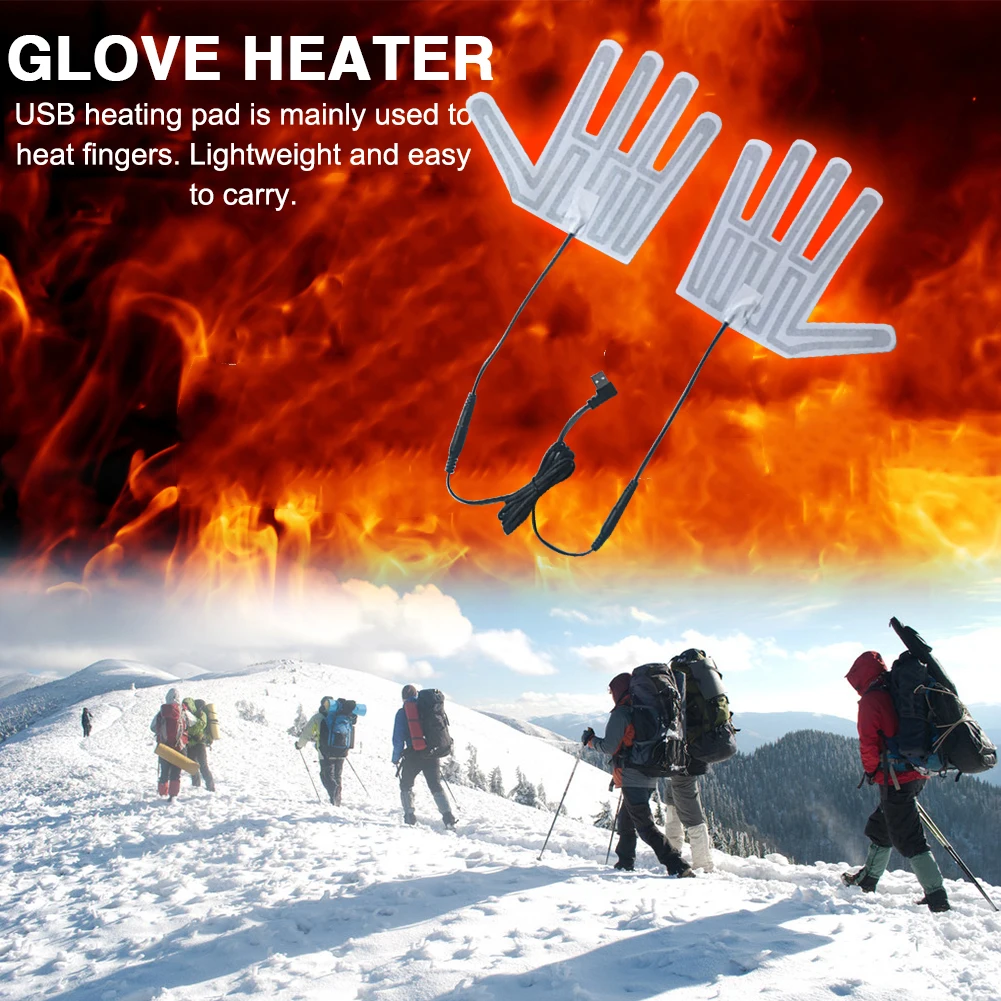 5V USB Heating Gloves Pads Winter Heated Gloves Pad Heater Warmer Heated Mitten Sheet Ski Gloves Heating Pad for Outdoor Sports