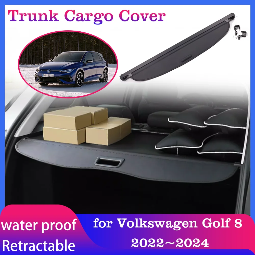 Trunk Cargo Cover for Volkswagen VW Golf 8 Mk8 R Line GTI 2022~2024 Luggage Curtain Tray Security Shielding Shade Accessories