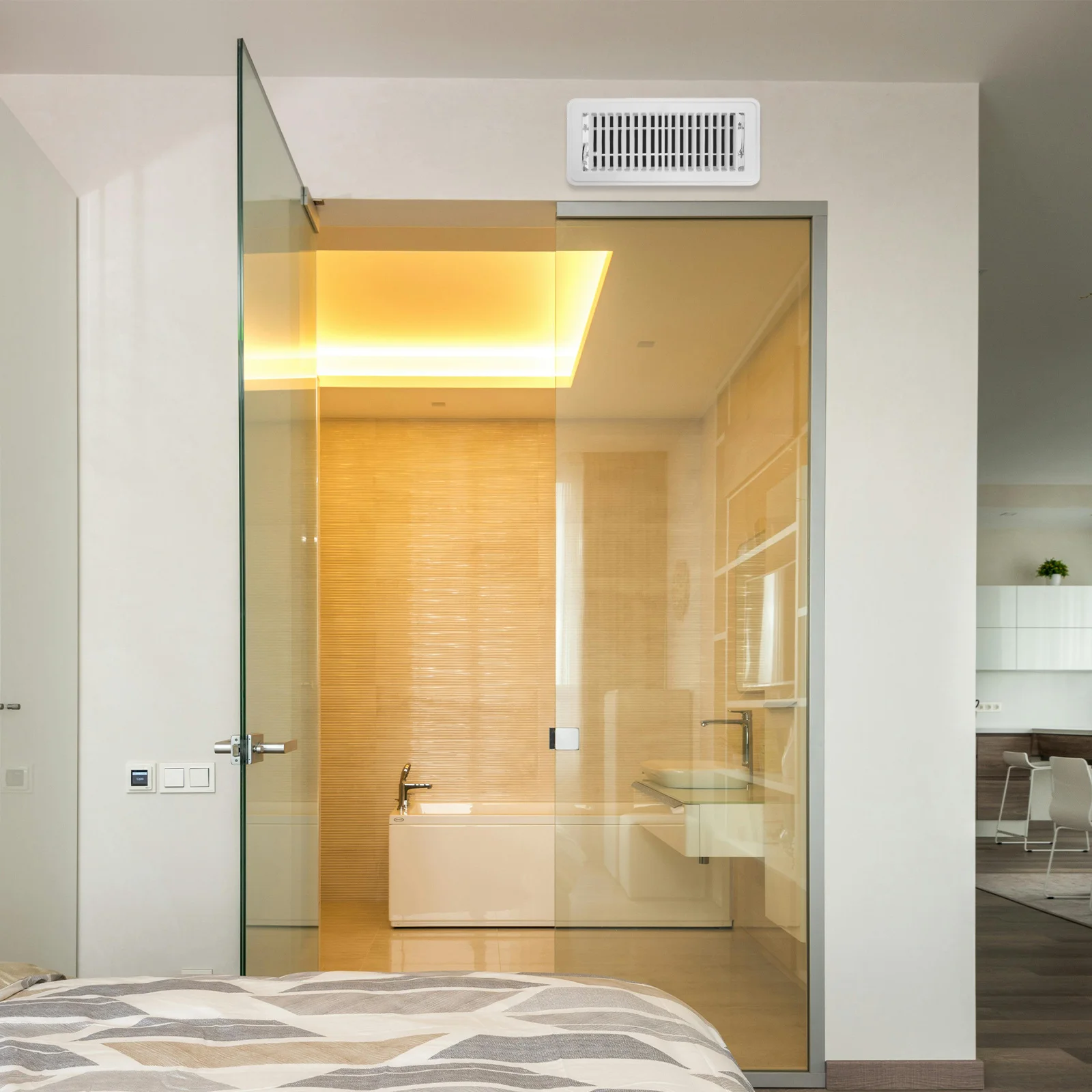 12x12 بوصة قابل للتعديل غطاء فتحة التهوية الأرضية الغبار البلاستيك مصبغة التحكم في تدفق الهواء التهوية الأبيض ديكور المنزل #5