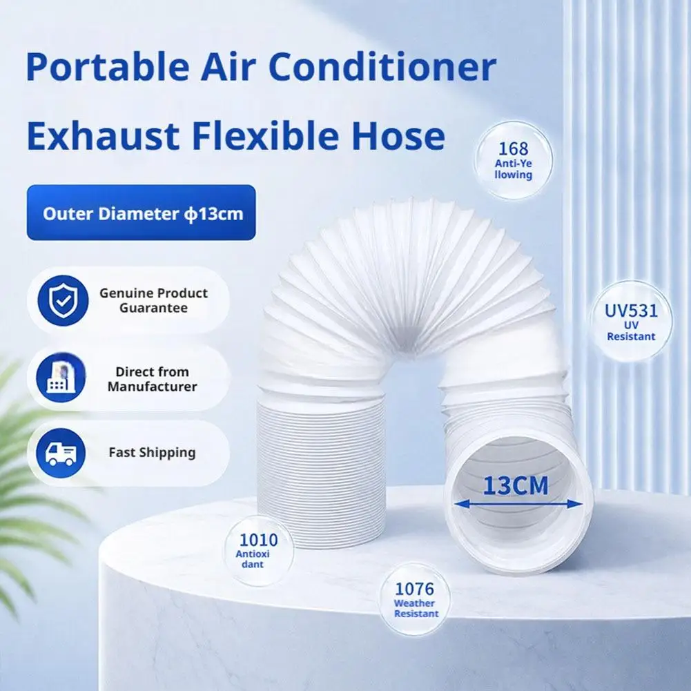 Universal AC Exhaust Vent Hose Flexible Adjustable 130mm Weather UV Resistant Anti-Aging Duct Mobile AC Must-Have Practical
