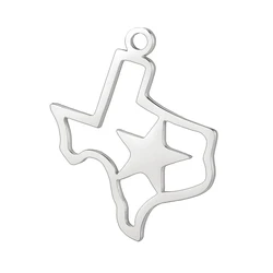 My Shape Star TEXAS Map Pendant Stainless Steel Map Charms for Necklace Bracelets DIY Jewelry Making Accessories Wholesale 10pcs