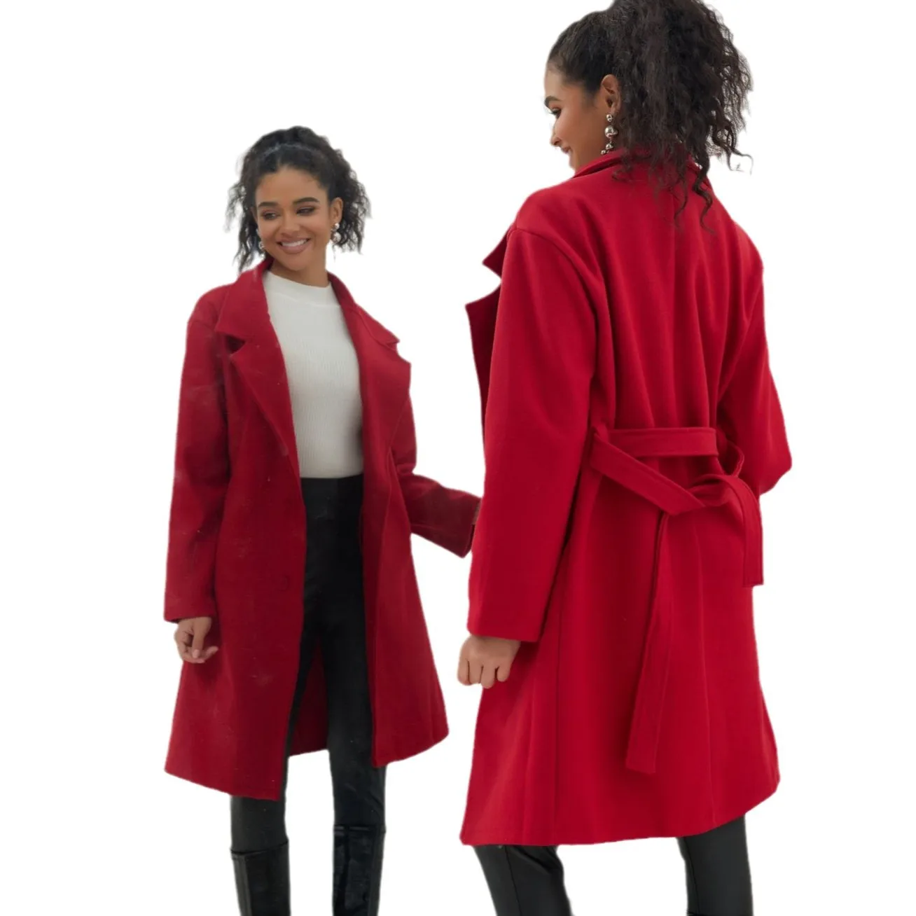 2026 Woolen Coat Women's New Style Autumn Winter Mid-Length plus Size Korean Version Loose Woolen Coat Elegant Commute Style