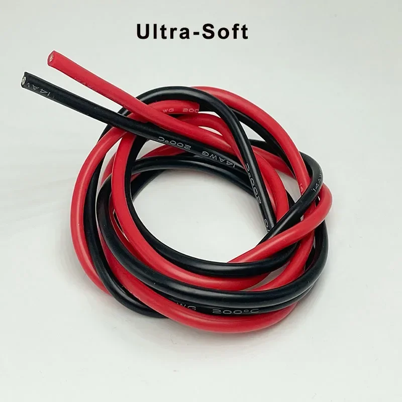 14awg silicone wire red black 14 gauge connecting spool stranded tin-copper wire flexible soft high temperature resistant 200 °C