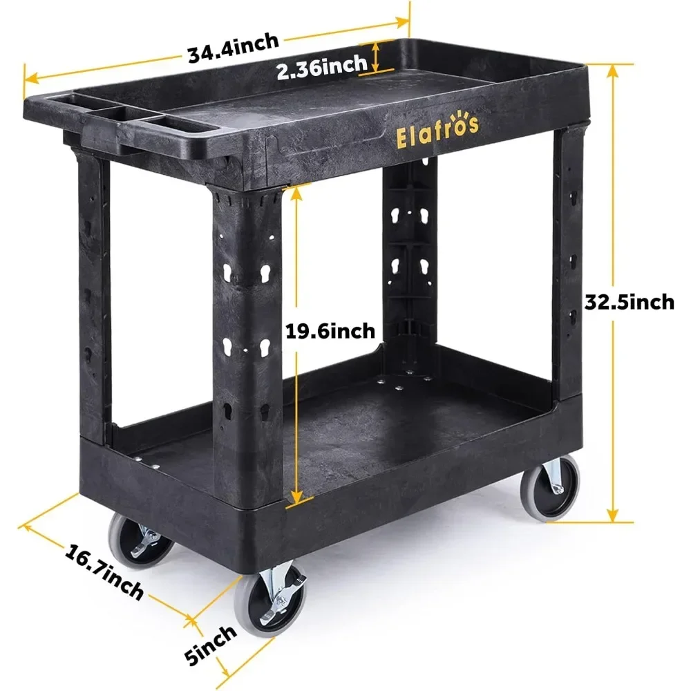 ty Cart 34 x 17 Inch - Work Cart Tub Storage W/Deep Shelves and Full Swivel Wheels Safely Holds up to 55