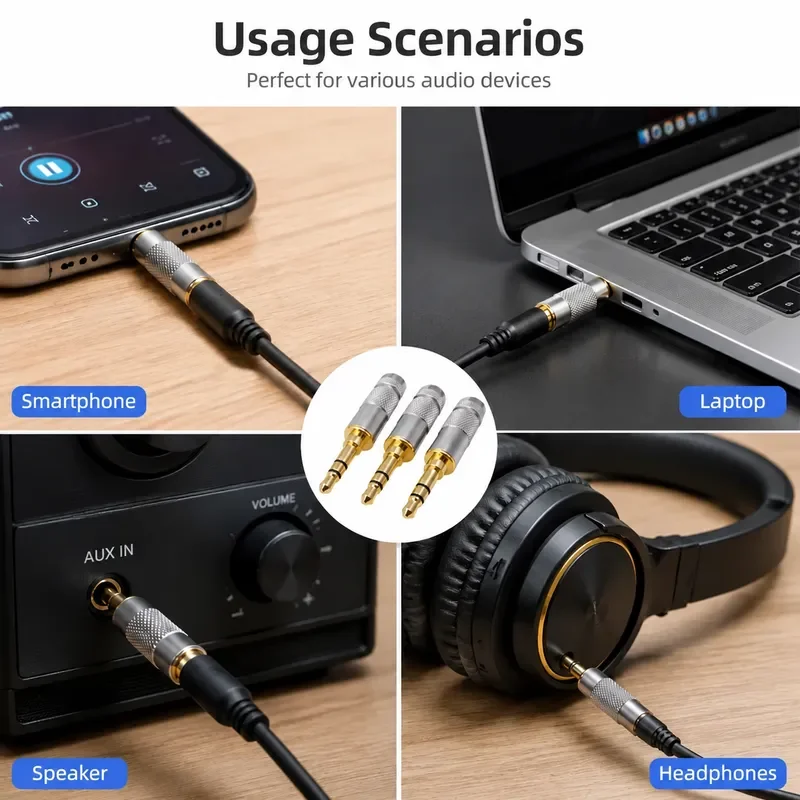 Gold Plated Stereo 3.5mm 3Pole Repair Headphone Jack Plug Cable Audio Headphones Audio Jack Plug Connector Soldering