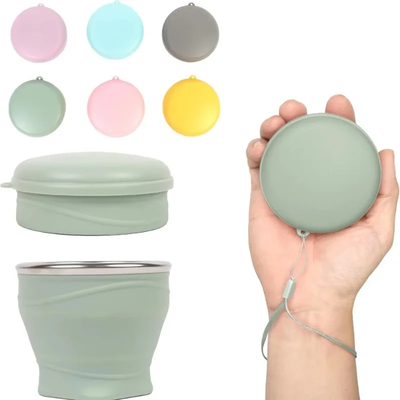 180ml foldable water cup, silicone foldable travel cup - silicone foldable camping cup with lid - suitable for travel, camping,
