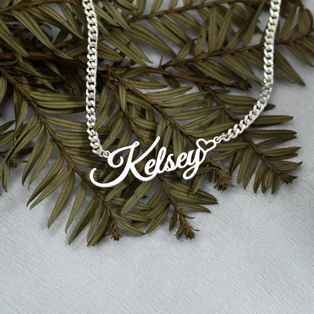 

Personalized Customized Name Love Necklace for Women Men Fashion Cuban Chain Stainless Steel Jewelry Exquisite Birthday Gift