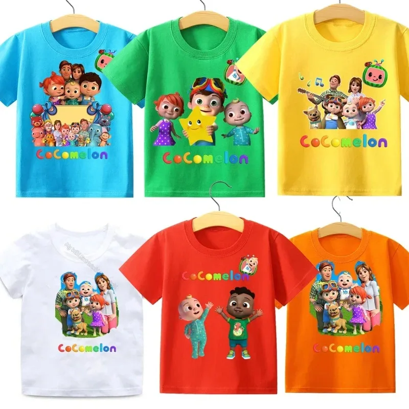 Cocomeloning Baby T Shirt Infant Cotton Short Sleeve Shirt Boy Girl Summer Clothes Cartoon Printed Jj Yoyo Letter Tops Tees Gift