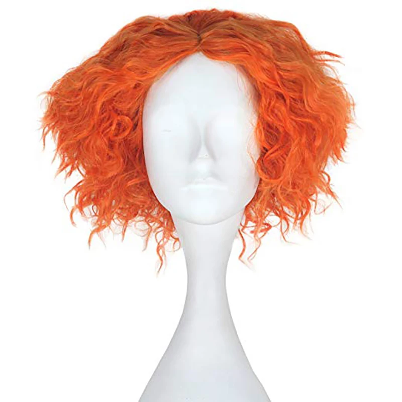 HAIRJOY Costume Wigs Orange Short Curly Wig Synthetic Wig Anime Cosplay Wig For Halloween Cosplay Party