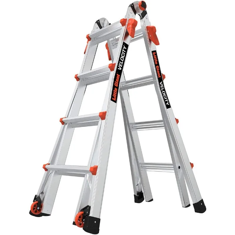 Velocity with Wheels, M17, 17 Ft, Multi-Position Ladder, Aluminum, Type 1A, 300 lbs Weight Rating, (15417-001)