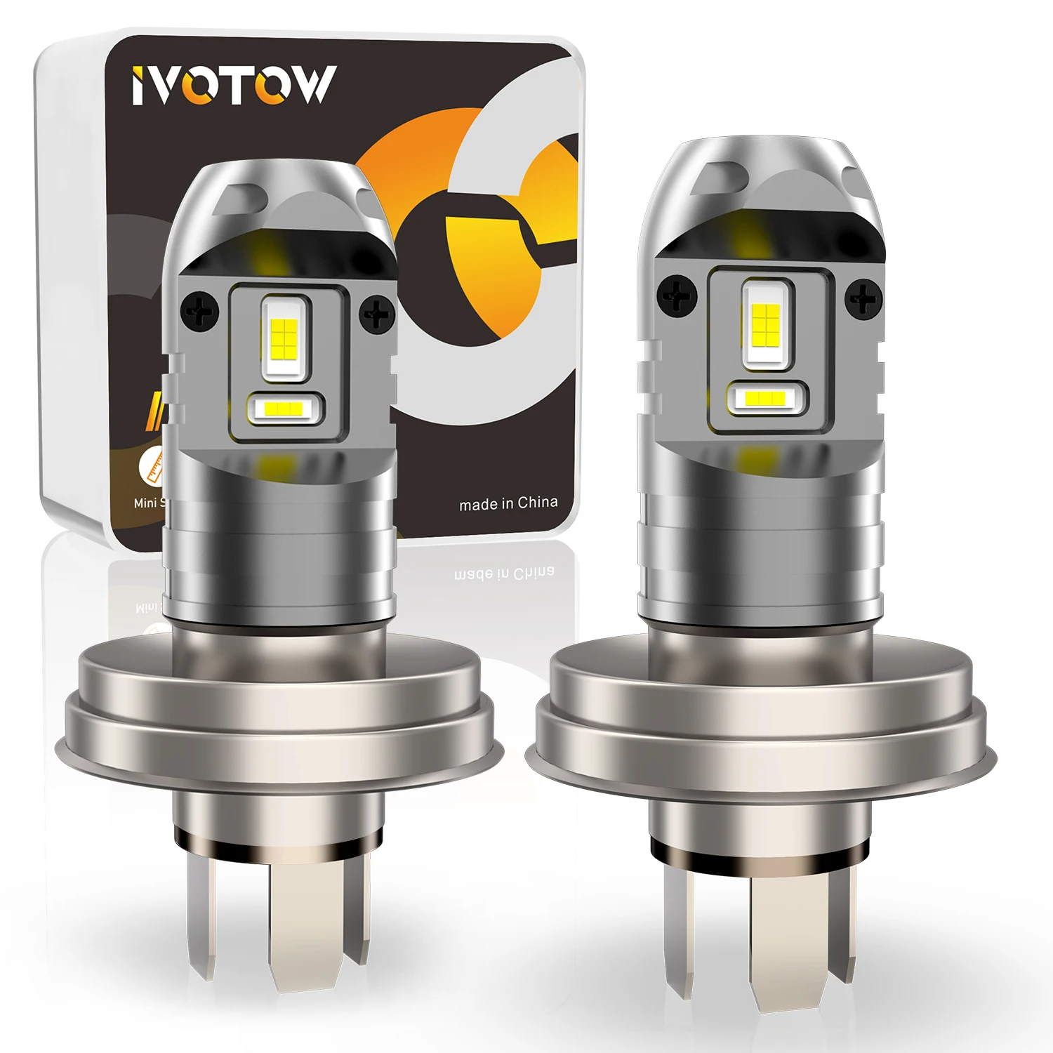 IVOTOW R2 P45T LED Headlight Bulb DC 12V Super Bright White High Low Beam LED Bulb for Motorcycle Headlight Non-polarity