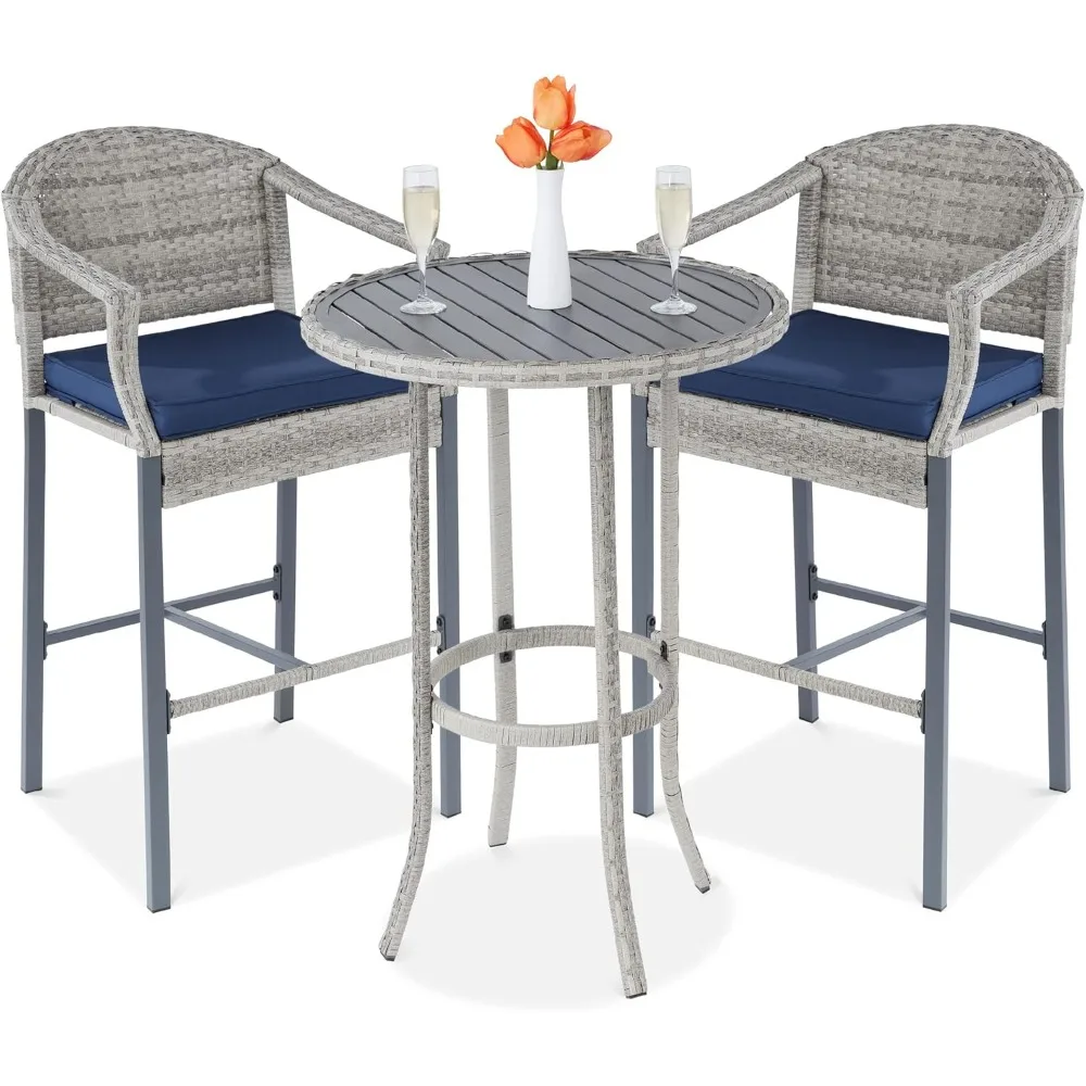 

Best Choice Products 3-Piece Patio Bar Table Set, Outdoor Wicker Bar Height Bistro Furniture for Backyard, Poolside, Balcony w/B