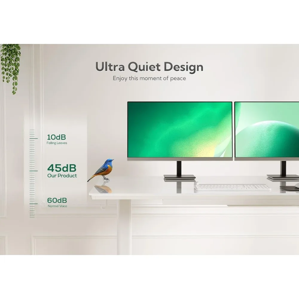 مكتب زجاجي مع أدراج، مكتب قائم قابل للتعديل مقاس 55 × 24 بوصة، مكتب كمبيوتر مكتبي منزلي سريع التركيب، أبيض